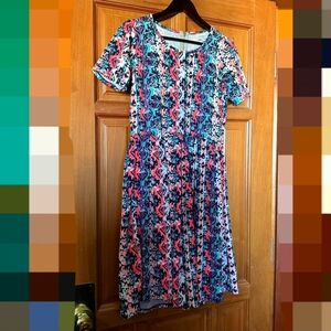 LuLaRoe Neon Aztec Print Amelia Dress